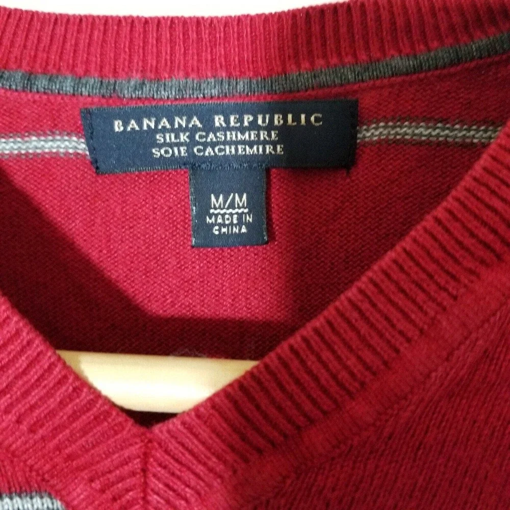 Banana Republic Mens Silk Cashmere Lightweight Striped Sweater Medium‎